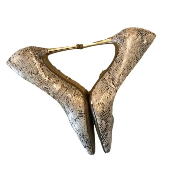 Thalia Sodi Leather Snakeskin Print Pumps with Gold Heels women’s size 7 shoes - Picture 3 of 9